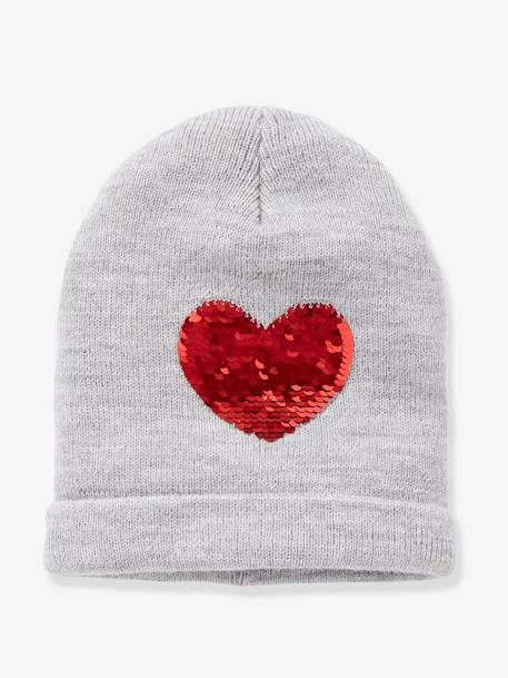 Bonnet à Sequins Réversibles Fille Gris Clair Chiné - Vertbaudet 1 Bonnet à Sequins Réversibles Fille Gris Clair Chiné - Vertbaudet