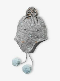 Bonnet Esprit Péruvien Fille Avec Pois En Relief Gris Chiné - Vertbaudet