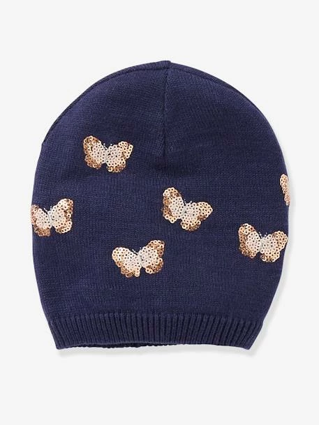 Bonnet Fille Papillons En Sequins Marine Grisé - Vertbaudet 1 Bonnet Fille Papillons En Sequins Marine Grisé - Vertbaudet