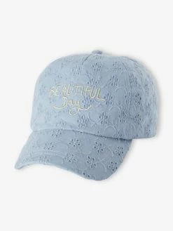 Casquette Fille Broderie Anglaise Bleu - Vertbaudet