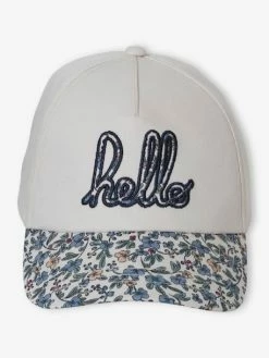 Casquette Fille Imprimée "hello" écru - Vertbaudet -cyrillus boutique casquette fille imprimee hello 3