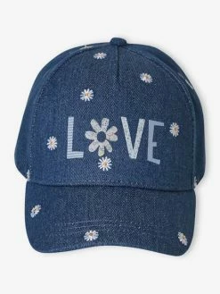 Alternative view of Casquette Fille "love" En Denim Brodé Bleu Jean - Vertbaudet
