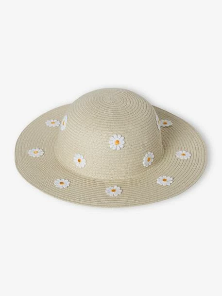 Chapeau Aspect Paille Avec Marguerites Fille Sable - Vertbaudet 1 Chapeau Aspect Paille Avec Marguerites Fille Sable - Vertbaudet