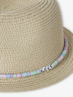 Alternative view of Chapeau Aspect Paille Avec Perles Fille Sable - Vertbaudet