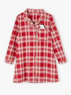 Alternative view of Chemise De Nuit En Flanelle Et Legging Noël Fille Carreaux Rouge - Vertbaudet