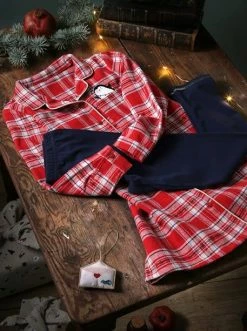 Chemise De Nuit En Flanelle Et Legging Noël Fille Carreaux Rouge - Vertbaudet -cyrillus boutique chemise de nuit en flanelle et legging noel fille 3