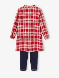 Chemise De Nuit En Flanelle Et Legging Noël Fille Carreaux Rouge - Vertbaudet -cyrillus boutique chemise de nuit en flanelle et legging noel fille 4