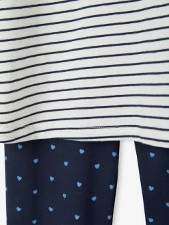 Chemise De Nuit Marinière "égérie" + Legging Imprimé Coeurs Marine - Vertbaudet -cyrillus boutique chemise de nuit mariniere egerie legging imprime coeurs 3