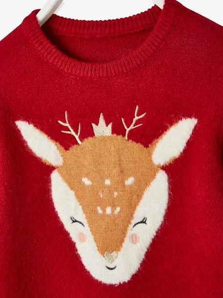 Coffret De Noël Pull Fille Motif Biche Et Barrette Assortie Rouge - Vertbaudet 3 Coffret De Noël Pull Fille Motif Biche Et Barrette Assortie Rouge - Vertbaudet – Image 3
