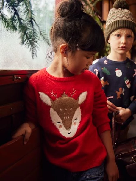 Coffret De Noël Pull Fille Motif Biche Et Barrette Assortie Rouge - Vertbaudet 6 Coffret De Noël Pull Fille Motif Biche Et Barrette Assortie Rouge - Vertbaudet – Image 6