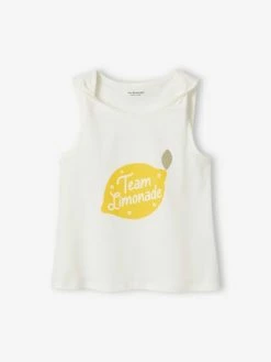 Débardeur à Message BASICS Fille Bretelles Fantaisie Vert émeraude - Vertbaudet