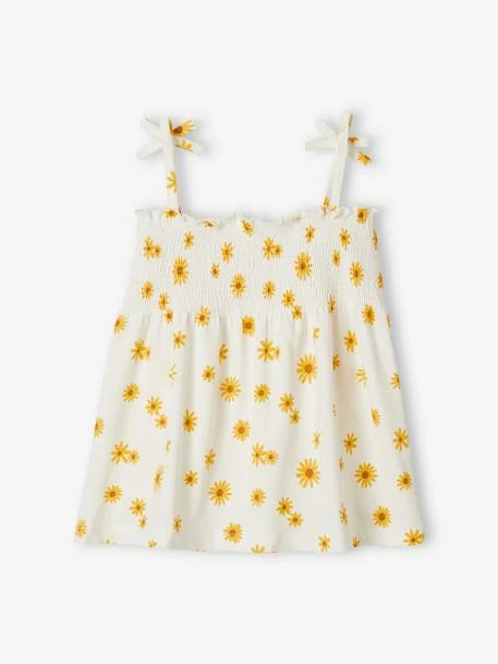 Débardeur à Smocks Imprimé Fille Rose Nude - Vertbaudet 2 Débardeur à Smocks Imprimé Fille Rose Nude - Vertbaudet – Image 2