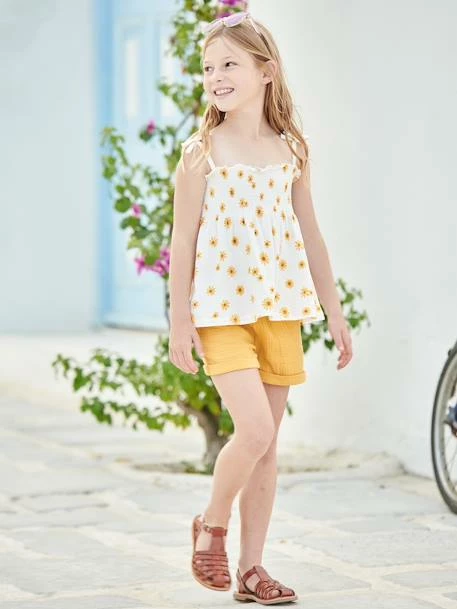 Débardeur à Smocks Imprimé Fille Rose Nude - Vertbaudet 5 Débardeur à Smocks Imprimé Fille Rose Nude - Vertbaudet – Image 5
