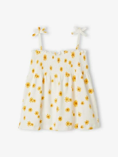 Débardeur à Smocks Imprimé Fille Rose Nude - Vertbaudet 1 Débardeur à Smocks Imprimé Fille Rose Nude - Vertbaudet