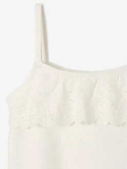 Débardeur Fines Bretelles Avec Volants Brodés Fille écru - Vertbaudet -cyrillus boutique debardeur fines bretelles avec volants brodes fille 2
