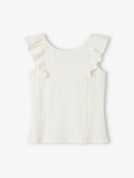 Débardeur Volanté En Maille Pointelle Fille écru - Vertbaudet 1 Débardeur Volanté En Maille Pointelle Fille écru - Vertbaudet