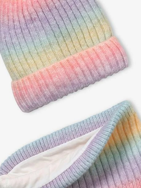 Ensemble Bonnet Et Snood Arc-en-ciel Fille Bleu Clair Bicolor/multicolor - Vertbaudet 2 Ensemble Bonnet Et Snood Arc-en-ciel Fille Bleu Clair Bicolor/multicolor - Vertbaudet – Image 2
