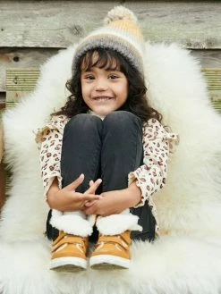 Ensemble Bonnet Et Snood Jacquard Fille Beige Imprimé - Vertbaudet