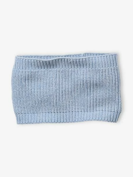 Ensemble Bonnet + Snood + Gants Maille Chenille Fille Bleu Clair - Vertbaudet 3 Ensemble Bonnet + Snood + Gants Maille Chenille Fille Bleu Clair - Vertbaudet – Image 3