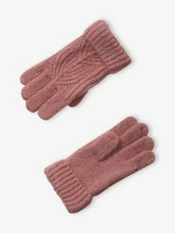 Alternative view of Ensemble Bonnet + Snood + Moufles En Maille Torsadée Mousseuse Rose - Vertbaudet
