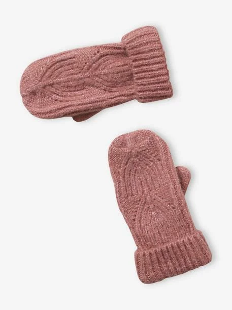 Ensemble Bonnet + Snood + Moufles En Maille Torsadée Mousseuse Rose - Vertbaudet 6 Ensemble Bonnet + Snood + Moufles En Maille Torsadée Mousseuse Rose - Vertbaudet – Image 6