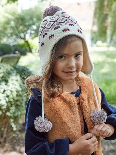 Ensemble Fille Bonnet + Snood + Gants Jacquard écru - Vertbaudet 1 Ensemble Fille Bonnet + Snood + Gants Jacquard écru - Vertbaudet