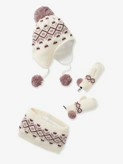 Alternative view of Ensemble Fille Bonnet + Snood + Gants Jacquard écru - Vertbaudet