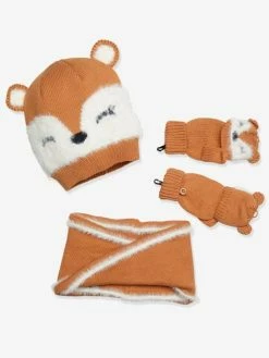 Alternative view of Ensemble Fille Bonnet + Snood + Mitaines Ours Beige - Vertbaudet