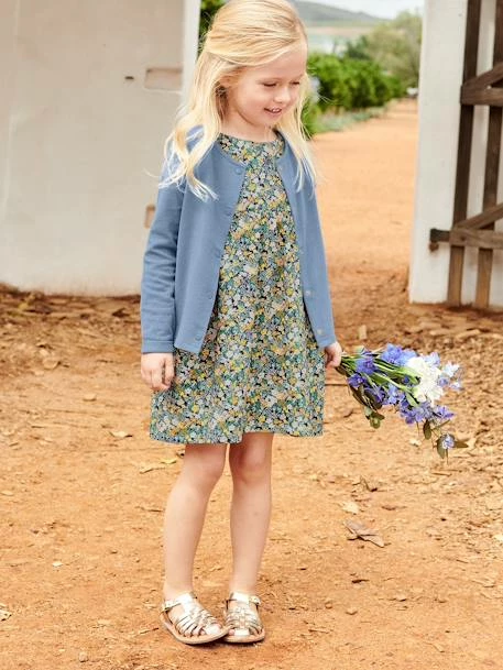 Ensemble Robe + Cardigan Fille Pêche - Vertbaudet 1 Ensemble Robe + Cardigan Fille Pêche - Vertbaudet