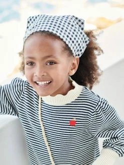 Fichu Imprimé Vichy Fille Carreaux Marine - Vertbaudet