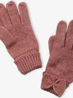 Alternative view of Gants Fille En Maille Avec Noeuds Bois De Rose - Vertbaudet