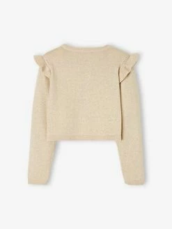 Alternative view of Gilet à Volants En Maille Irisée Fille Beige Doré - Vertbaudet