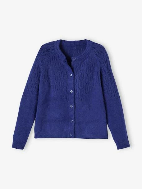 Gilet Ajouré Maille Mousseuse Fille Bleu - Vertbaudet 2 Gilet Ajouré Maille Mousseuse Fille Bleu - Vertbaudet – Image 2