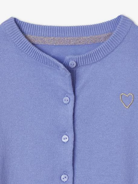 Gilet Boléro Basics Fille Broderie Coeur Irisée Lavande - Vertbaudet 3 Gilet Boléro Basics Fille Broderie Coeur Irisée Lavande - Vertbaudet – Image 3