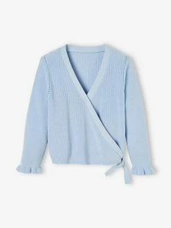 Gilet Cache-coeur Fille Bleu Ciel - Vertbaudet