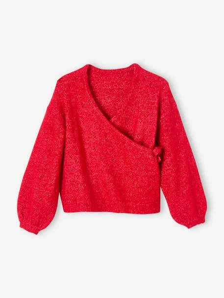Gilet Cache-coeur Maille Ajourée Irisée Fille Rouge - Vertbaudet 1 Gilet Cache-coeur Maille Ajourée Irisée Fille Rouge - Vertbaudet