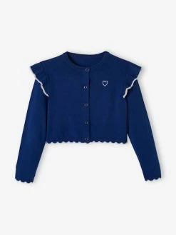 Gilet Court à Volants Fille Rose - Vertbaudet