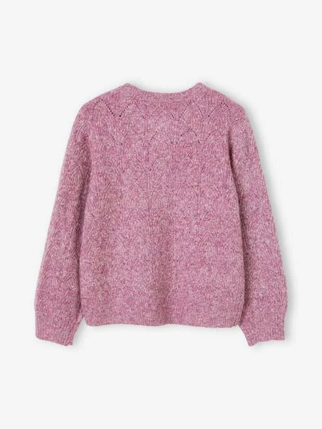 Gilet En Maille Fantaisie Ajourée Fille Prune - Vertbaudet 3 Gilet En Maille Fantaisie Ajourée Fille Prune - Vertbaudet – Image 3