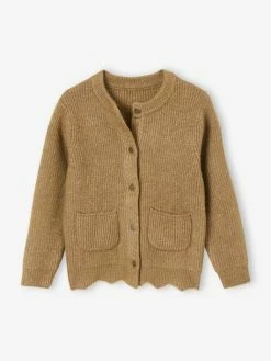Gilet Fantaisie Détails En Fil Brillant Fille Beige Gold - Vertbaudet