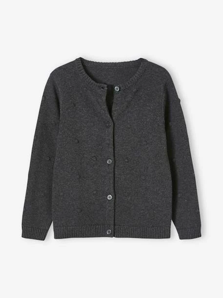 Gilet Fantaisie Effet Pompons Fille Gris - Vertbaudet 1 Gilet Fantaisie Effet Pompons Fille Gris - Vertbaudet