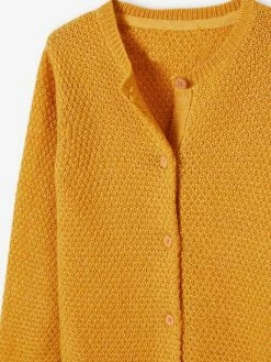 Gilet Fille Maille Fantaisie Légèrement Irisée Jaune D'or Irisé - Vertbaudet -cyrillus boutique gilet fille maille fantaisie legerement irisee 2