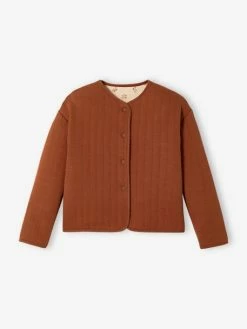 Gilet Quilté Réversible Fille Gris Ardoise - Vertbaudet