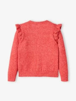 Gilet Volanté Fille Maille Mousseuse Rose - Vertbaudet -cyrillus boutique gilet volante fille maille mousseuse 4
