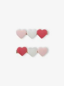 Lot De 2 Barrettes Fille Coeurs Rose - Vertbaudet -cyrillus boutique lot de 2 barrettes fille coeurs 2