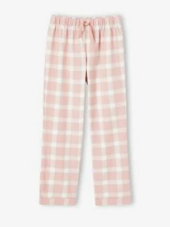 Alternative view of Lot De 2 Bas De Pyjamas En Flanelle Fille Lot Carreaux Rose Thé Et Bleu - Vertbaudet