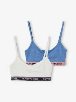 Lot De 2 Brassières Unies Fille Lot Blanc Et Bleu - Vertbaudet