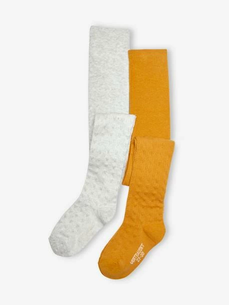 Lot De 2 Paires De Collants En Maille Ajourée Coeurs Fille Lot Jaune - Vertbaudet 1 Lot De 2 Paires De Collants En Maille Ajourée Coeurs Fille Lot Jaune - Vertbaudet