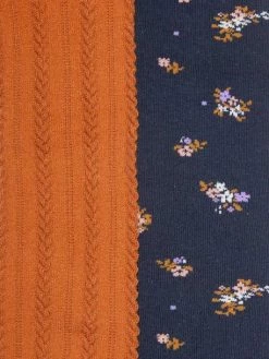 Alternative view of Lot De 2 Paires De Collants Fantaisie En Maille Torsades/bouquets Lot Dark Bleu Indigo - Vertbaudet