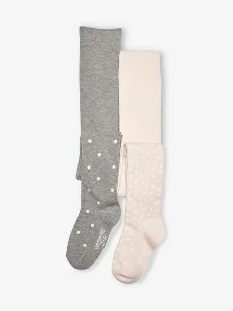Lot De 2 Paires De Collants Fille En Maille Motifs Coeurs Ou Pois Lot Rose - Vertbaudet 1 Lot De 2 Paires De Collants Fille En Maille Motifs Coeurs Ou Pois Lot Rose - Vertbaudet