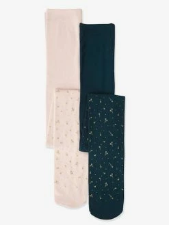 Lot De 2 Paires De Collants Scintillants Fille Vert Fonce Bicolor/multicolor - Vertbaudet